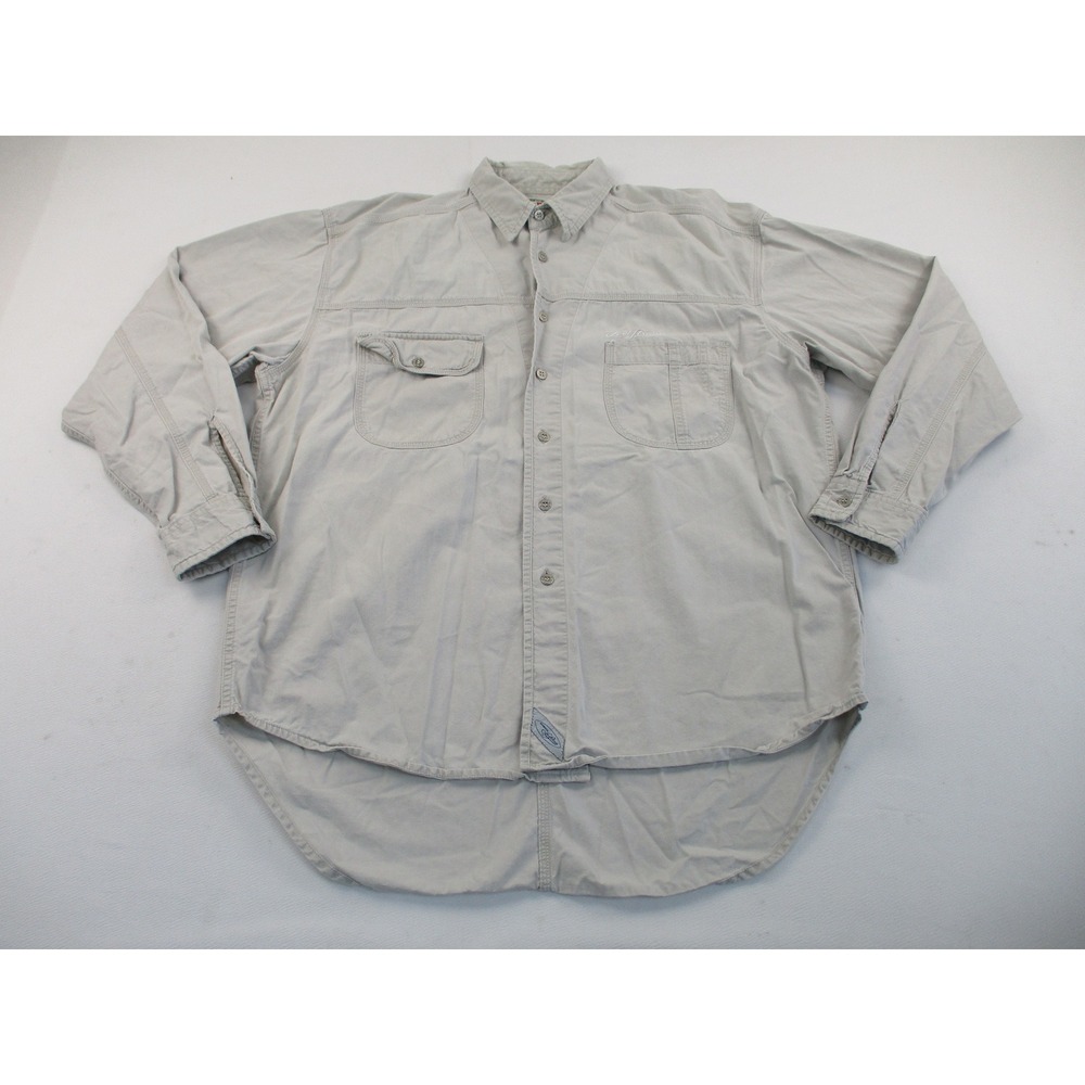 Levis Strauss Shirt Mens Large Tan Vintage Workwear Utility Cotton Button Down